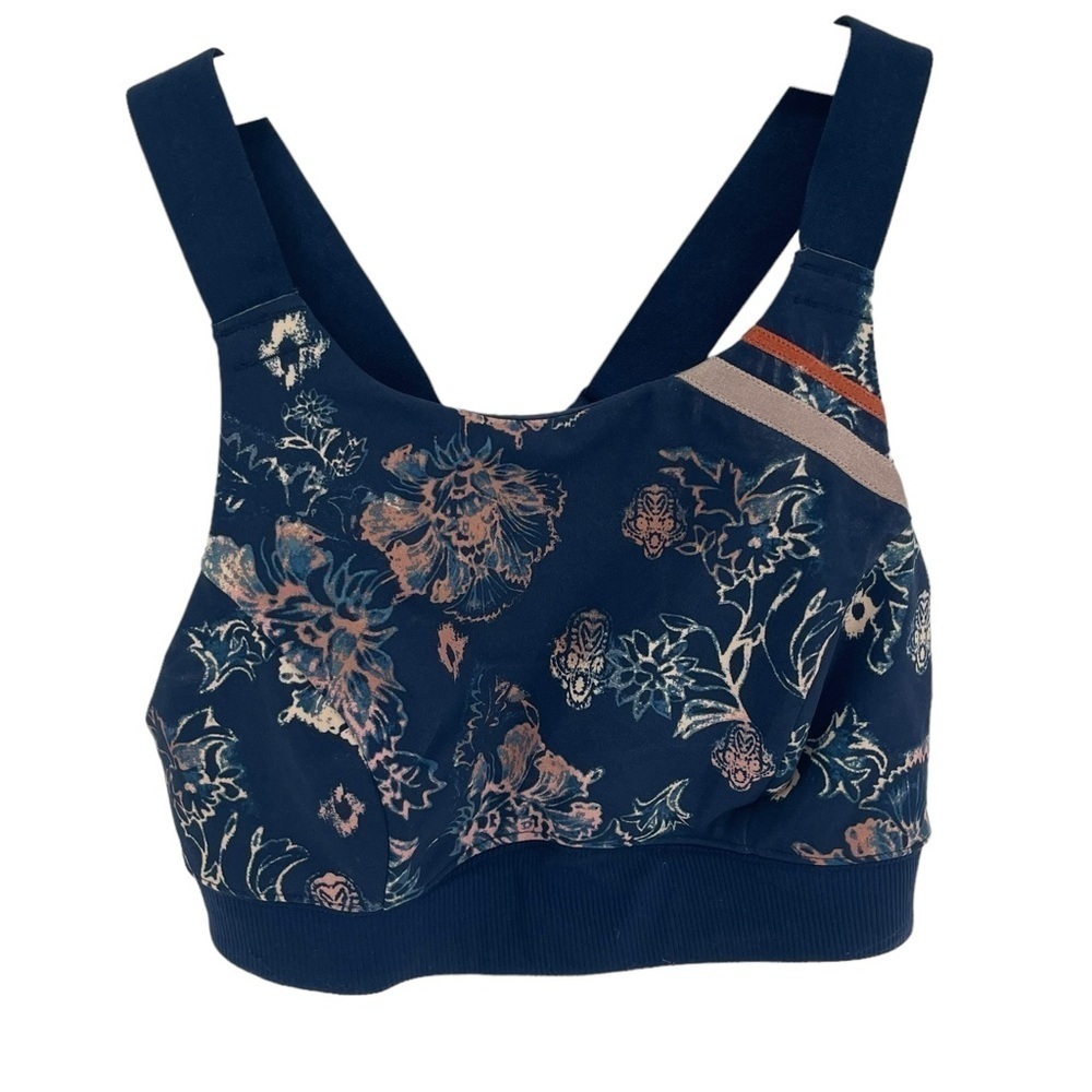Free People Navy Floral Bralette with Pink and Tan Accents